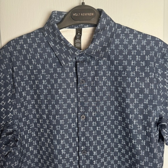 Lululemon Airing Easy Short Sleeve Buttondown IKat Check White True Navy Size S - Picture 7 of 15